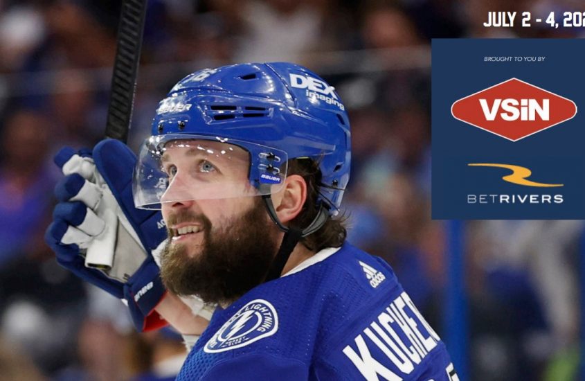 NHL hockey player on the cover of the BetRivers free sports betting guide